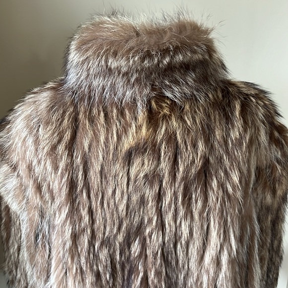 Furvien Paris Vintage Authentic Racoon Fur Brown Short w/Leather Trim Size L - Picture 5 of 16